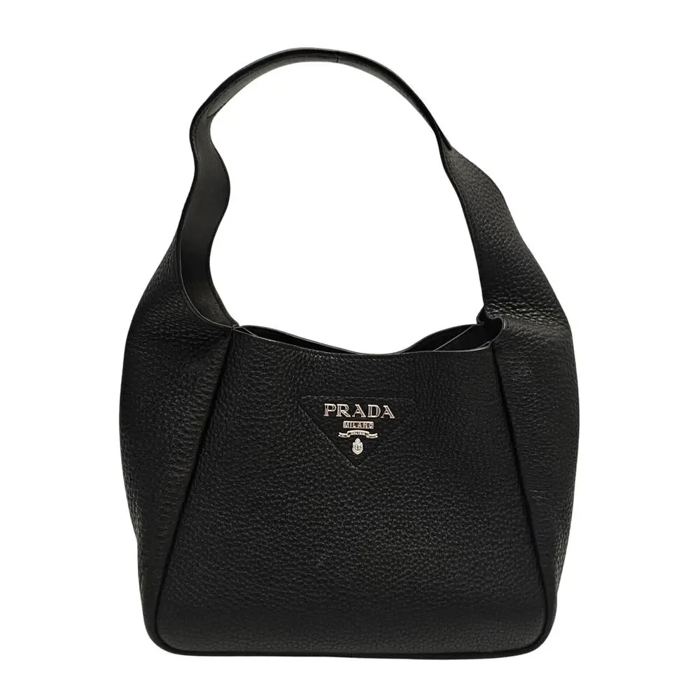 Prada Vitello Daino Small Soft Dynamique Hobo Black - Picture 1 of 9